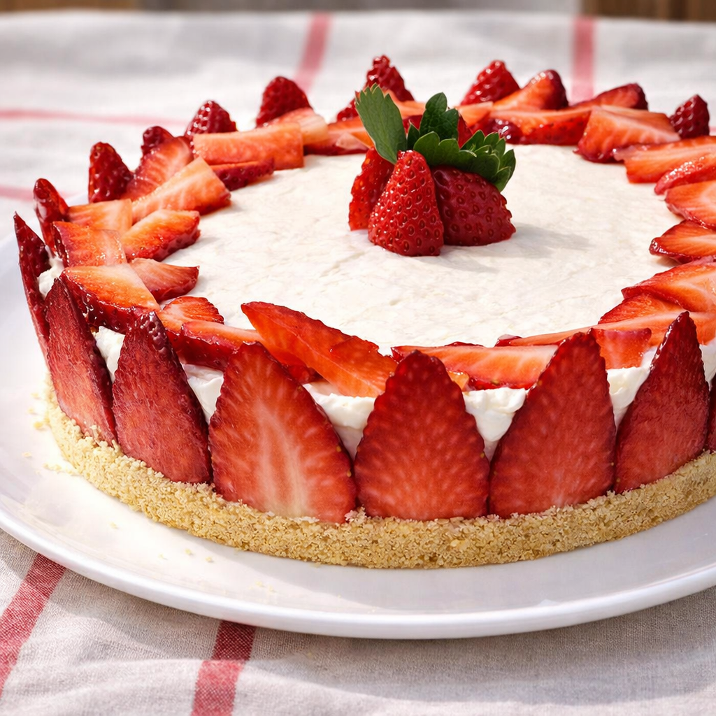Dettaglio della cheesecake alle fragole