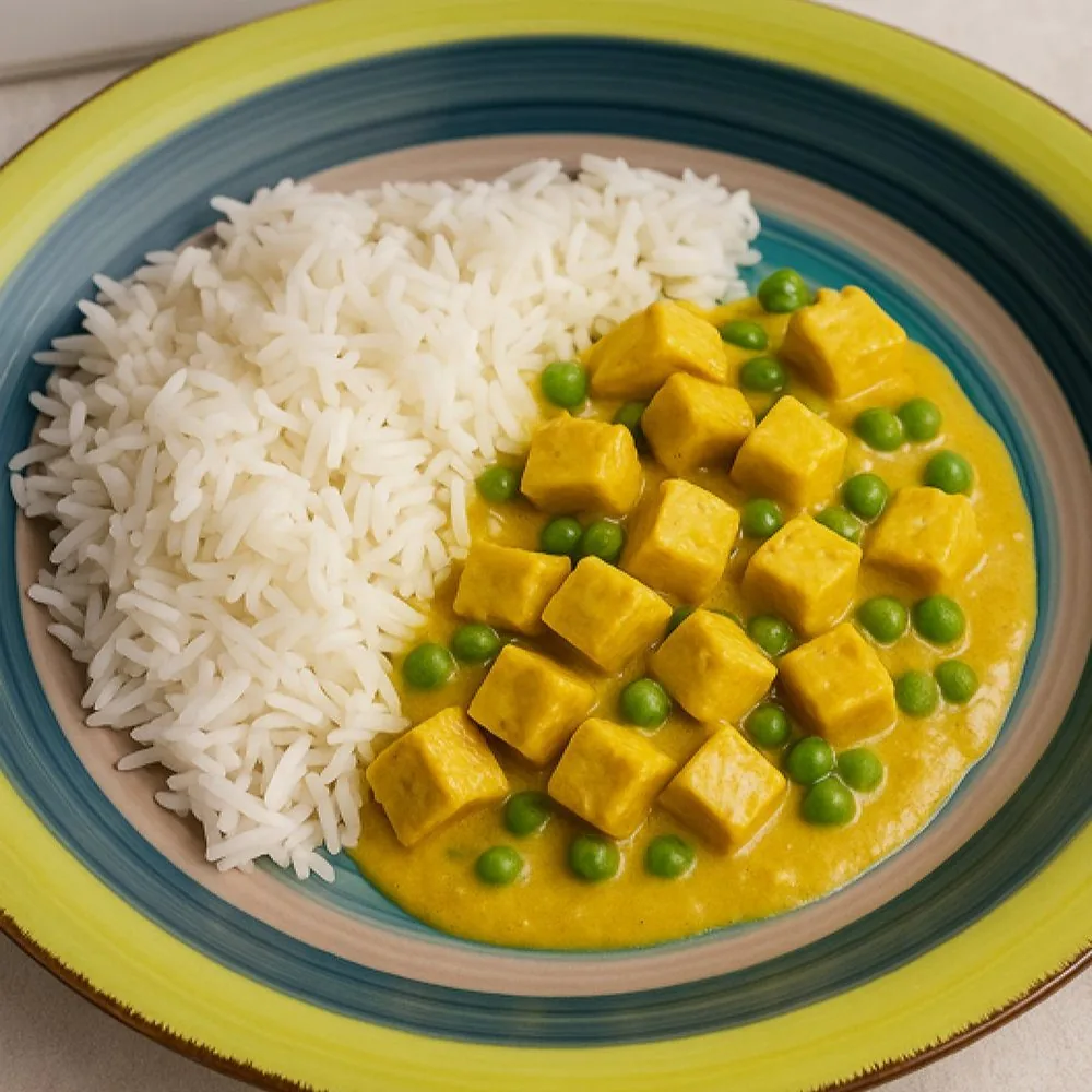Curry di tofu con riso basmati